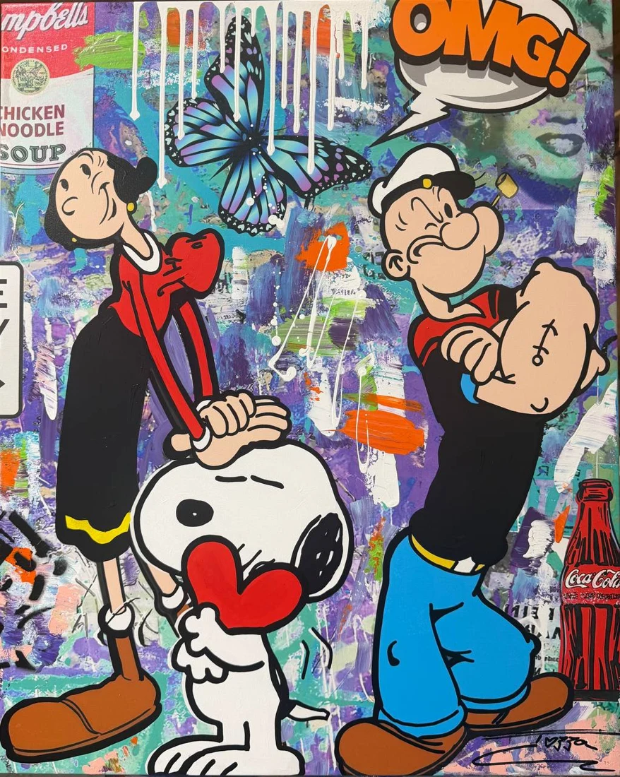 Snoopy New Friends, original painting by Jozza